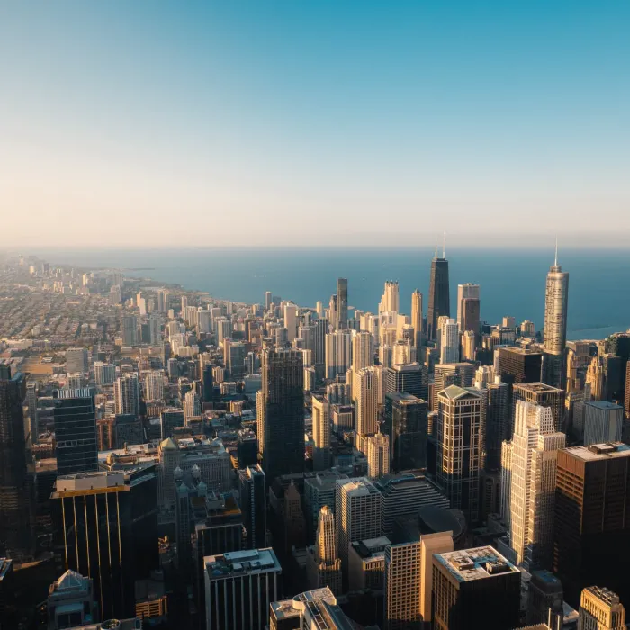 Chicago skyline and Lake Michigan